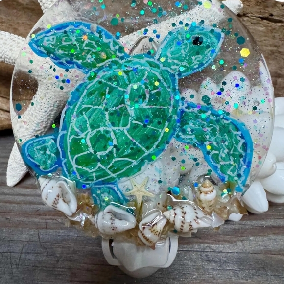 Handmade Other - Sea Turtle Night Light with Shell Accents BY CONSTANCECOLLECTION